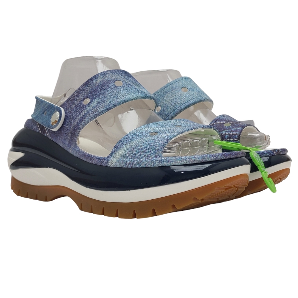 Crocs Classic Mega Crush Sandals Denim 208248-94S W9/M7 Unisex NWT
